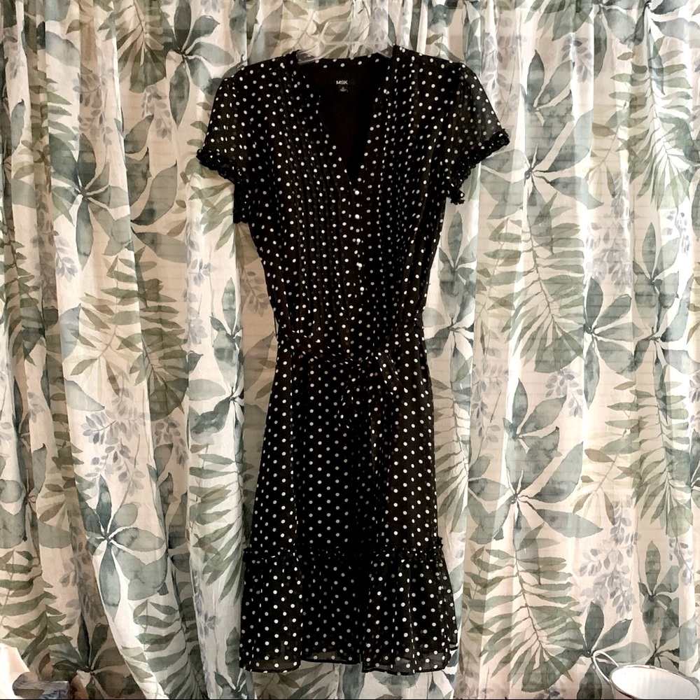 MSK, Black & White Polka Dot Dress, Size 12